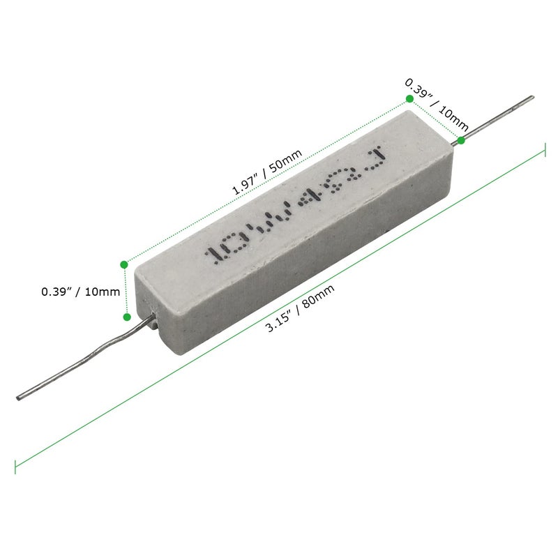 Dimlove Cement Resistor,10 PCS 10w 4 Ohm 5% Axial Lead Wire Resistor White Wound Fixed Ceramic Cement Resistors Wirewound Cement Power Resistors Flame Heat Moisture Resistance Precharge Horizontal Resistors - Image 3
